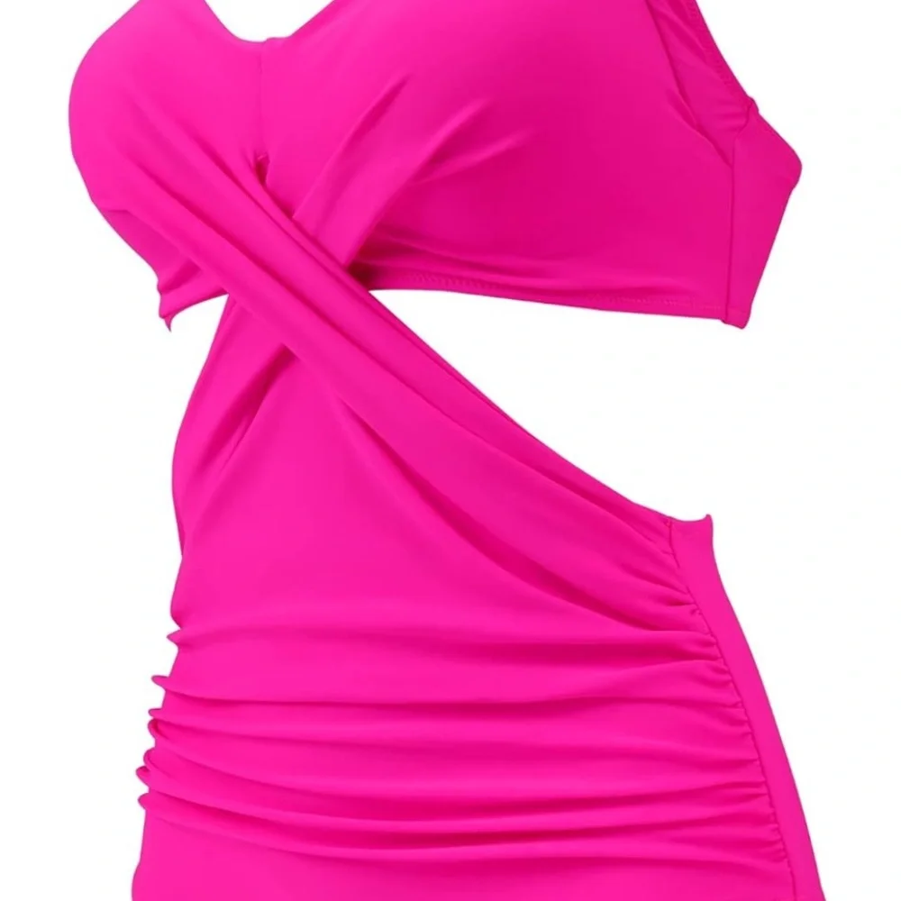 👙Hot pink cross front swimsuit - Picture 3 of 4